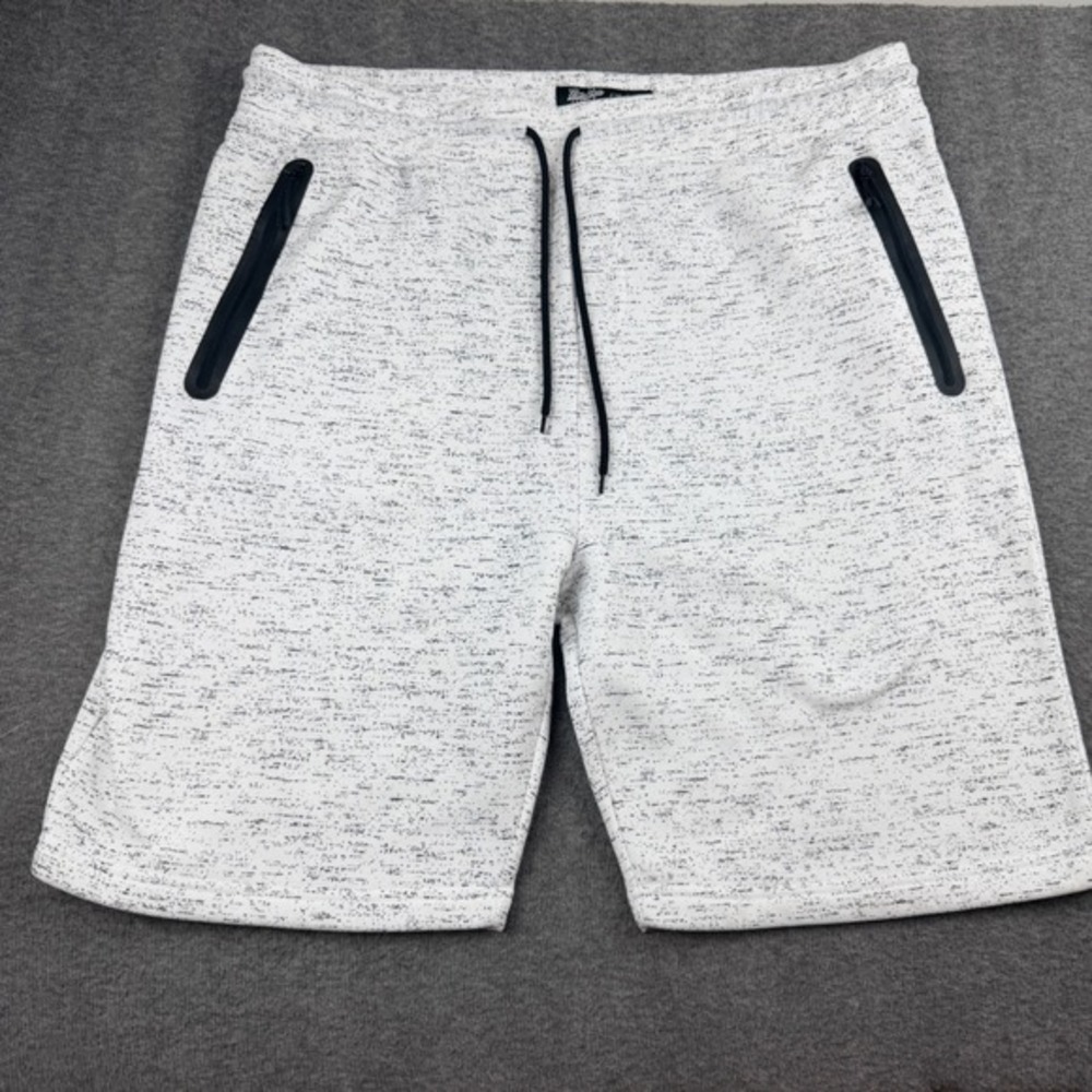 Brooklyn Cloth Knit Shorts Men's 3XL‎ White Marl Tech Fleece Zipper Pockets